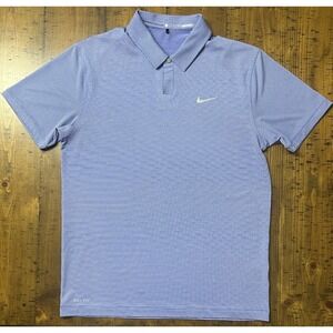 Nike Tiger Woods Collection Polo Shirt Mens Medium Blue Dri-Fit Golf Performance